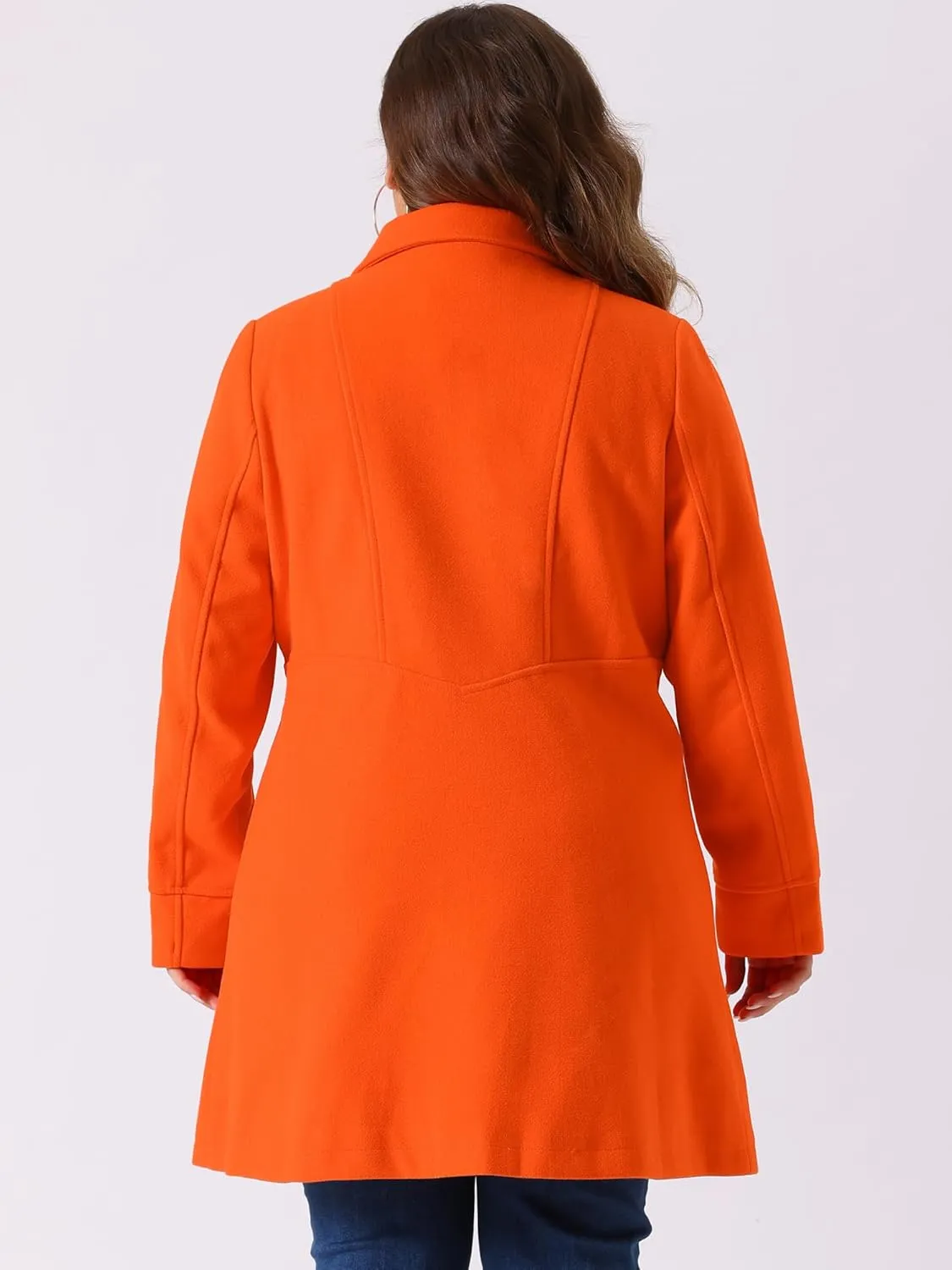Agnes Orinda Women's Plus Size Coat A-Line Peter Pan Collar Double Breasted Fall Winter Peacoat