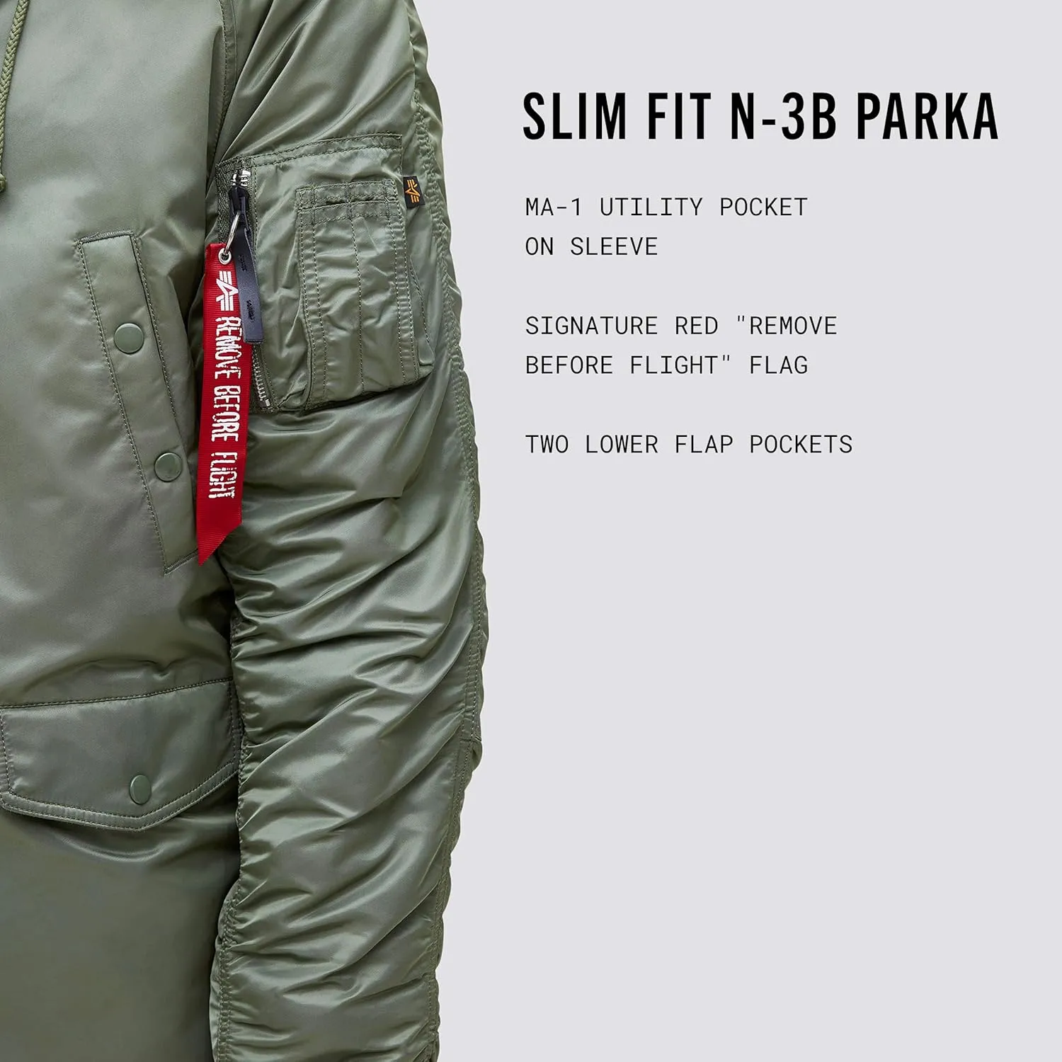 Alpha Industries N-3B Slim Fit Parka - Cold Weather Military Issue Parka