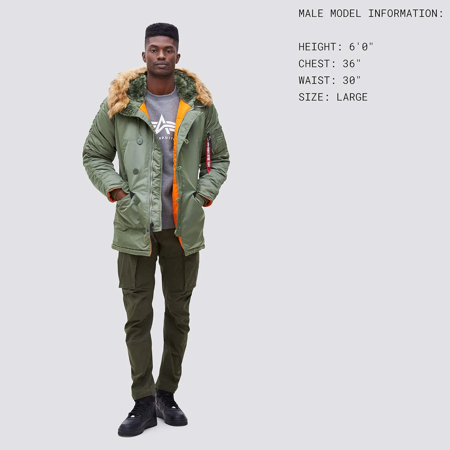 Alpha Industries N-3B Slim Fit Parka - Cold Weather Military Issue Parka