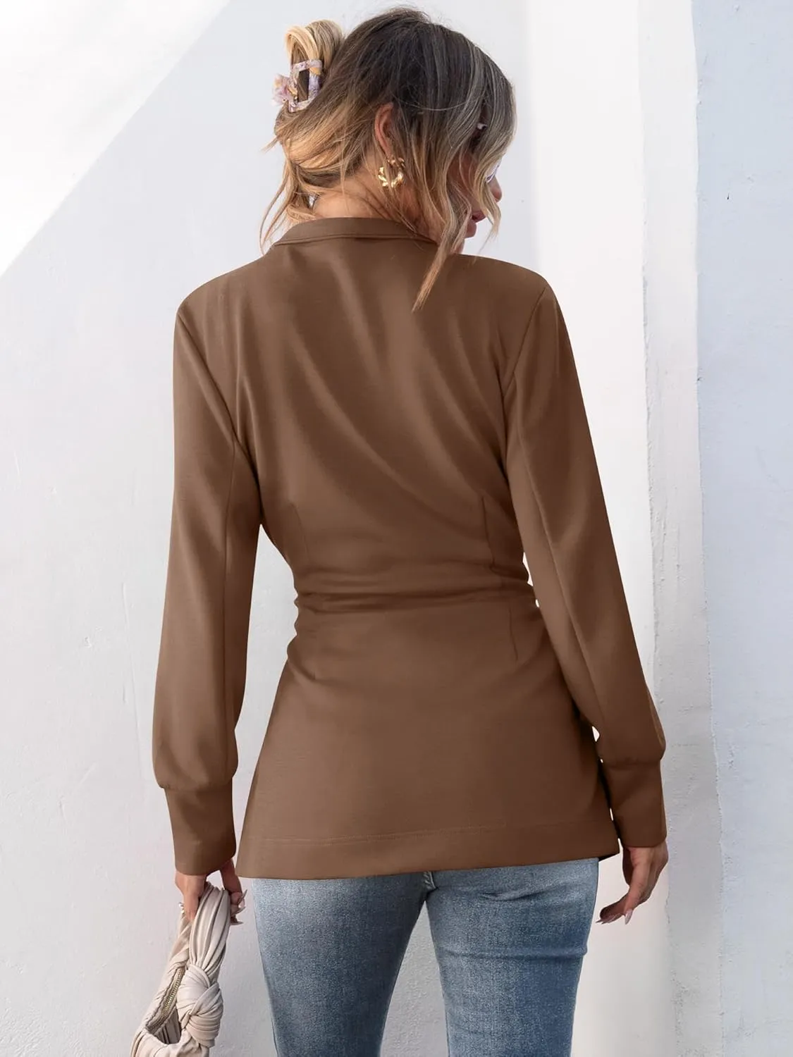 ANRABESS Women's Jacket Belted Long Sleeve Wrap Trench Coat 2025 Fall Winter Casual Dressy Travel Outerwear with Pockets