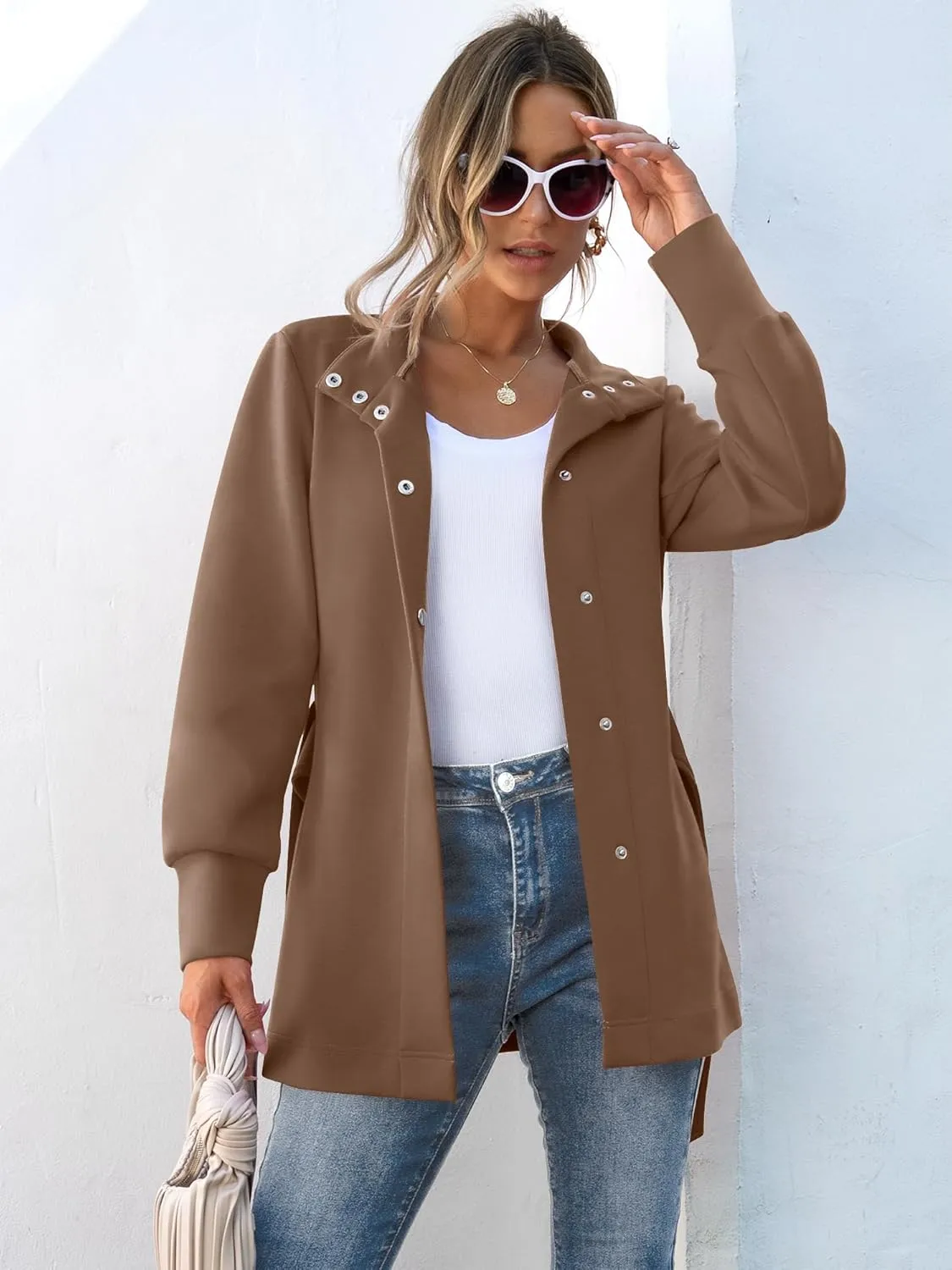 ANRABESS Women's Jacket Belted Long Sleeve Wrap Trench Coat 2025 Fall Winter Casual Dressy Travel Outerwear with Pockets