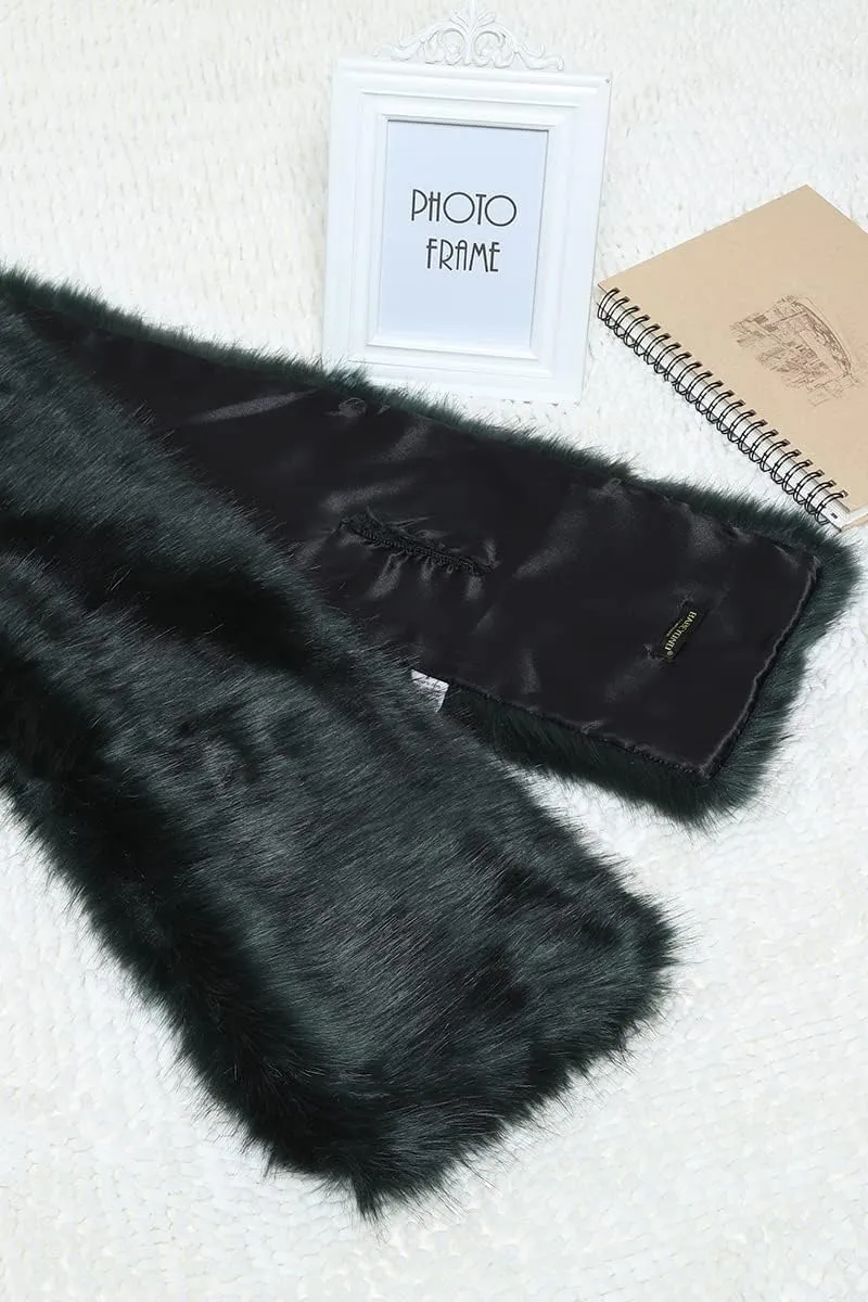 BABEYOND Womens Faux Fur Collar Shawl Faux Fur Scarf Wrap Evening Cape for Winter Coat