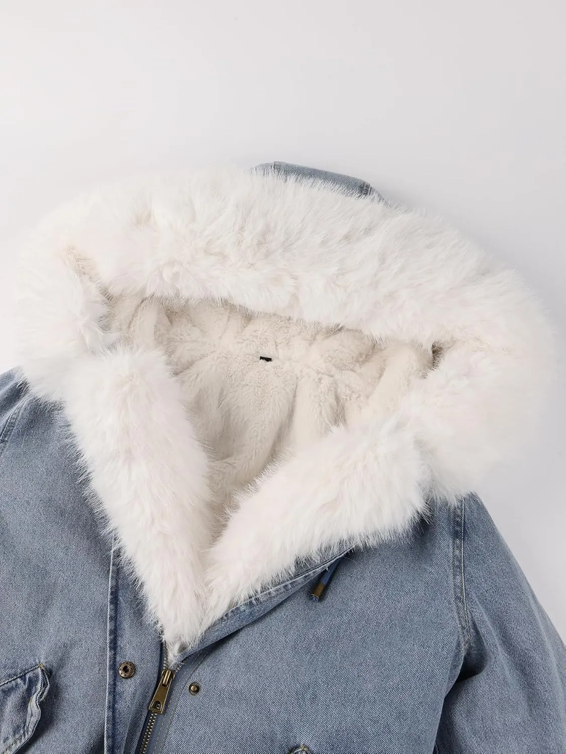 Bellivera Women Twill Parka Jacket, Winter Fashion Warm Long Hood Coat with Faux Fur Collar