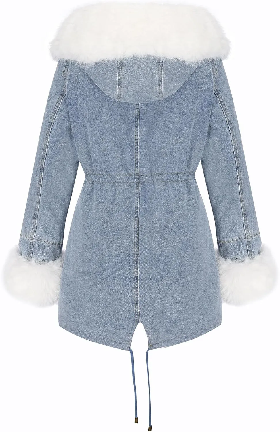 Bellivera Women Twill Parka Jacket, Winter Fashion Warm Long Hood Coat with Faux Fur Collar