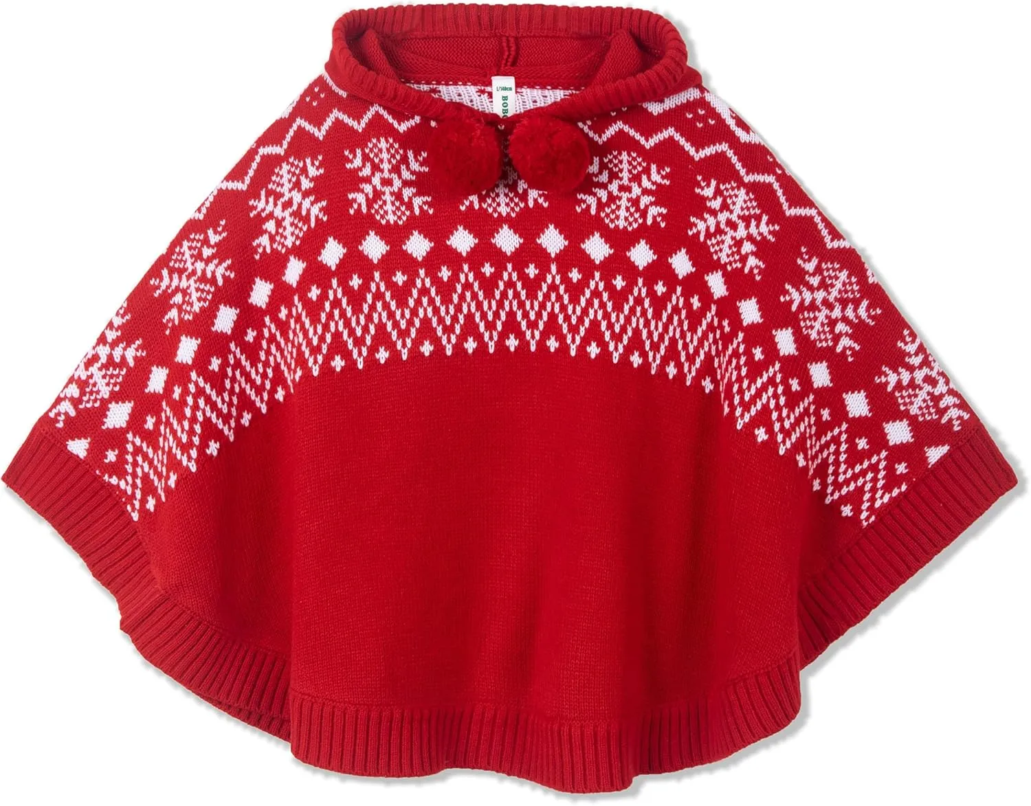 BOBOYOYO Cape for Girls Hooded Cable Knit Poncho Sweaters Kids Shawl Sweater Toddler Holiday Pullover for 3-12 Years Child