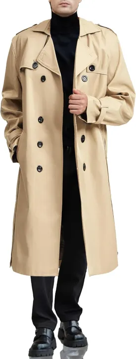 Botten Men's Trench Coat - Long Jacket Overcoat-Oversized Casual Windbreaker