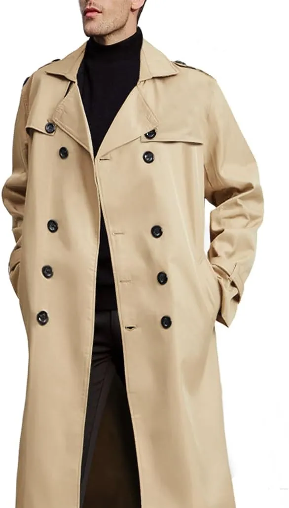 Botten Men's Trench Coat - Long Jacket Overcoat-Oversized Casual Windbreaker