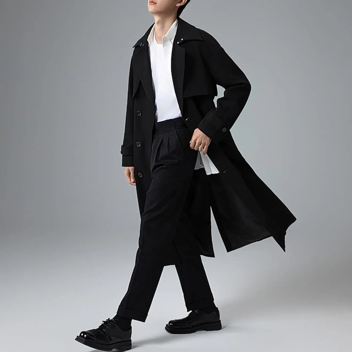 Botten Men's Trench Coat - Long Jacket Overcoat-Oversized Casual Windbreaker