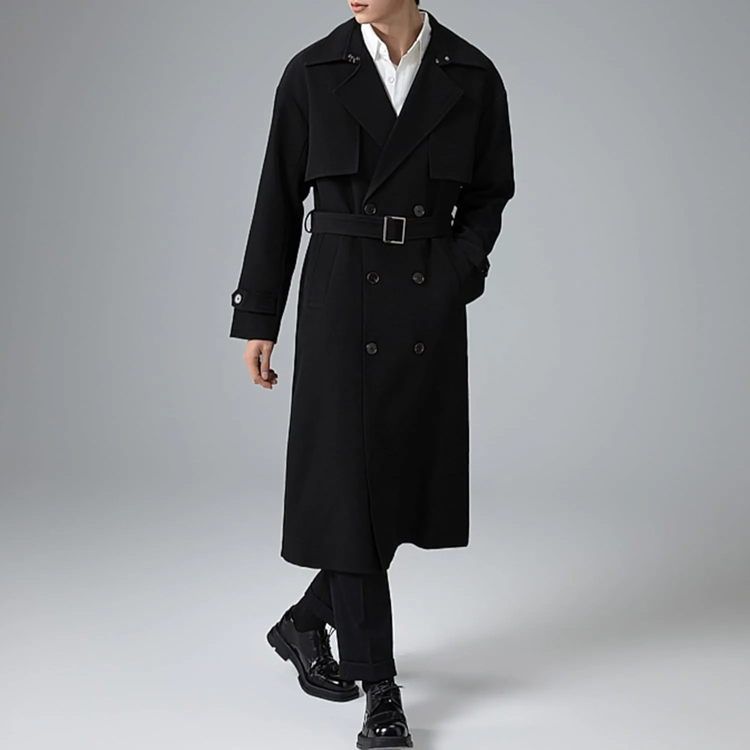 Botten Men's Trench Coat - Long Jacket Overcoat-Oversized Casual Windbreaker