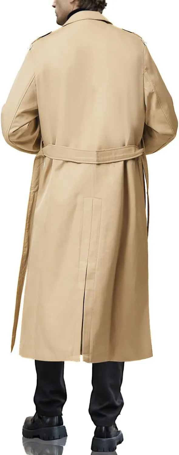 Botten Men's Trench Coat - Long Jacket Overcoat-Oversized Casual Windbreaker