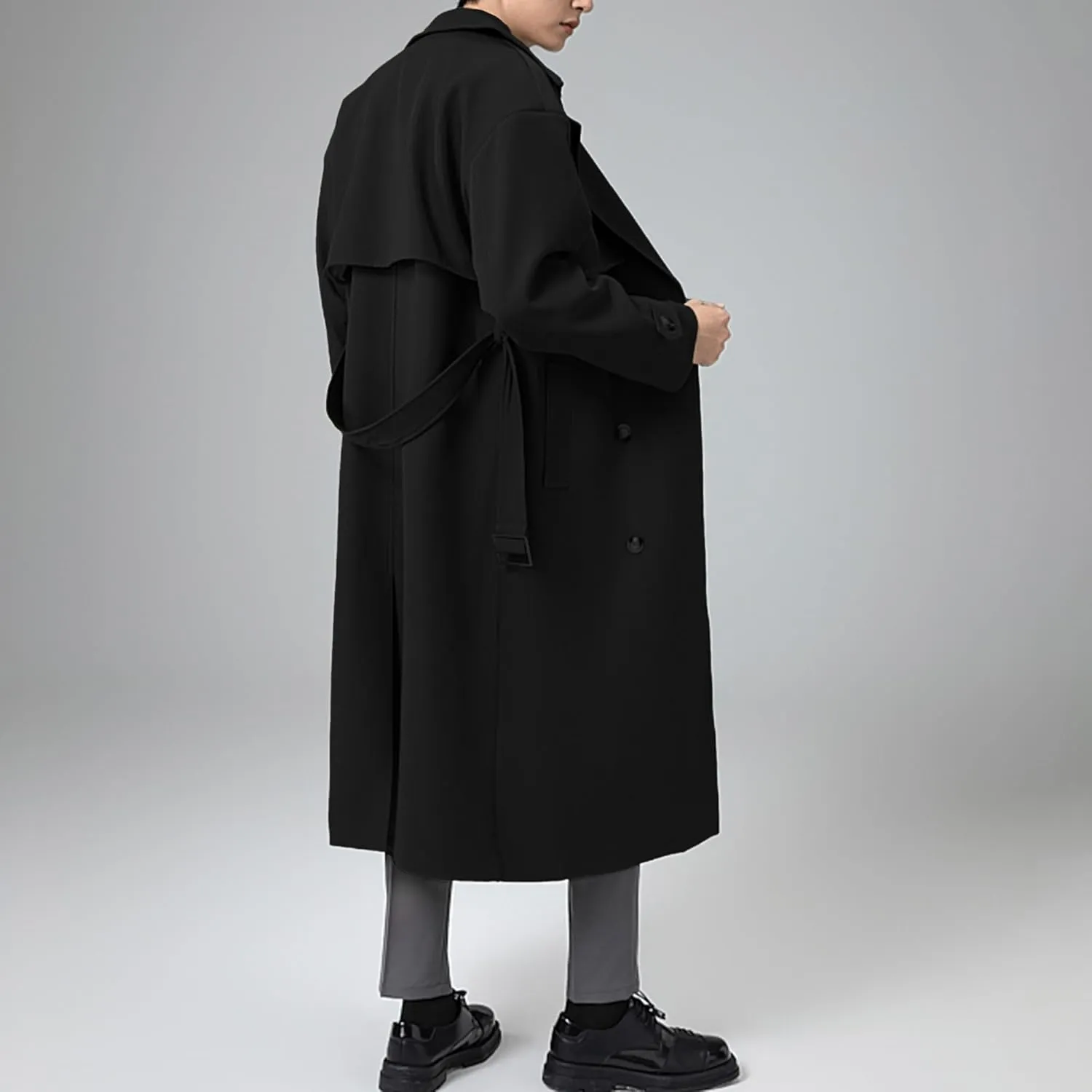 Botten Men's Trench Coat - Long Jacket Overcoat-Oversized Casual Windbreaker