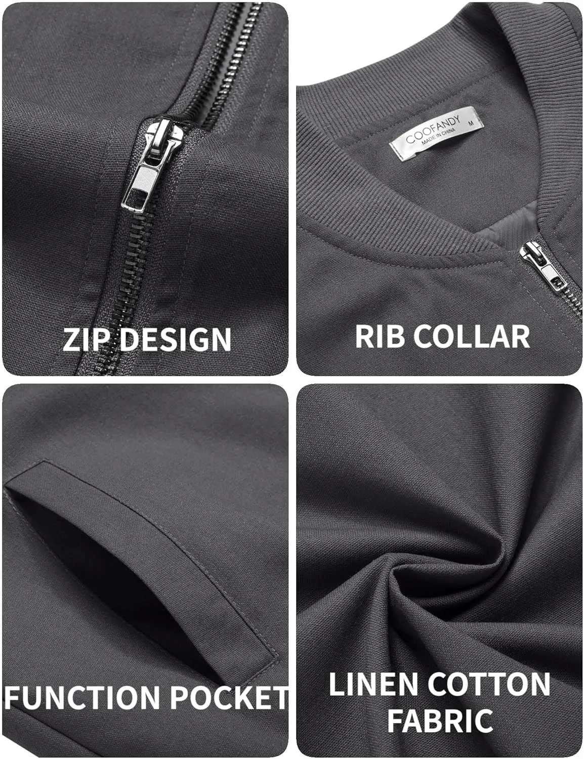 COOFANDY Men's Cotton Bomber Jacket Lightweight Flight Jackets Casual Softshell Varisty Jacket