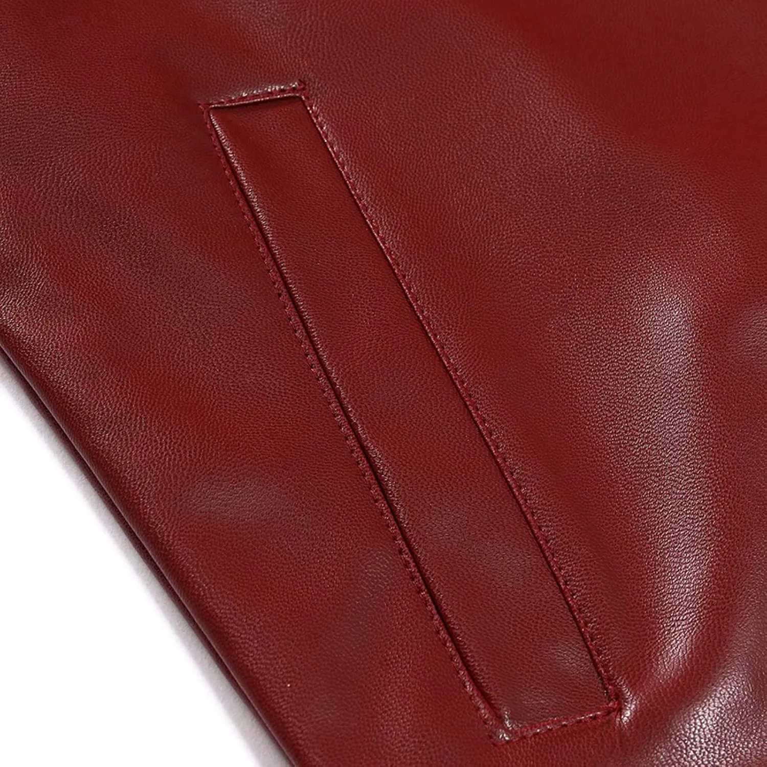 Fall Men Faux Leather Zip Up Jacket Stand Collar Leather Motorcycle Jacket Lightweight Bomber Outwear PU Coat with Pockets