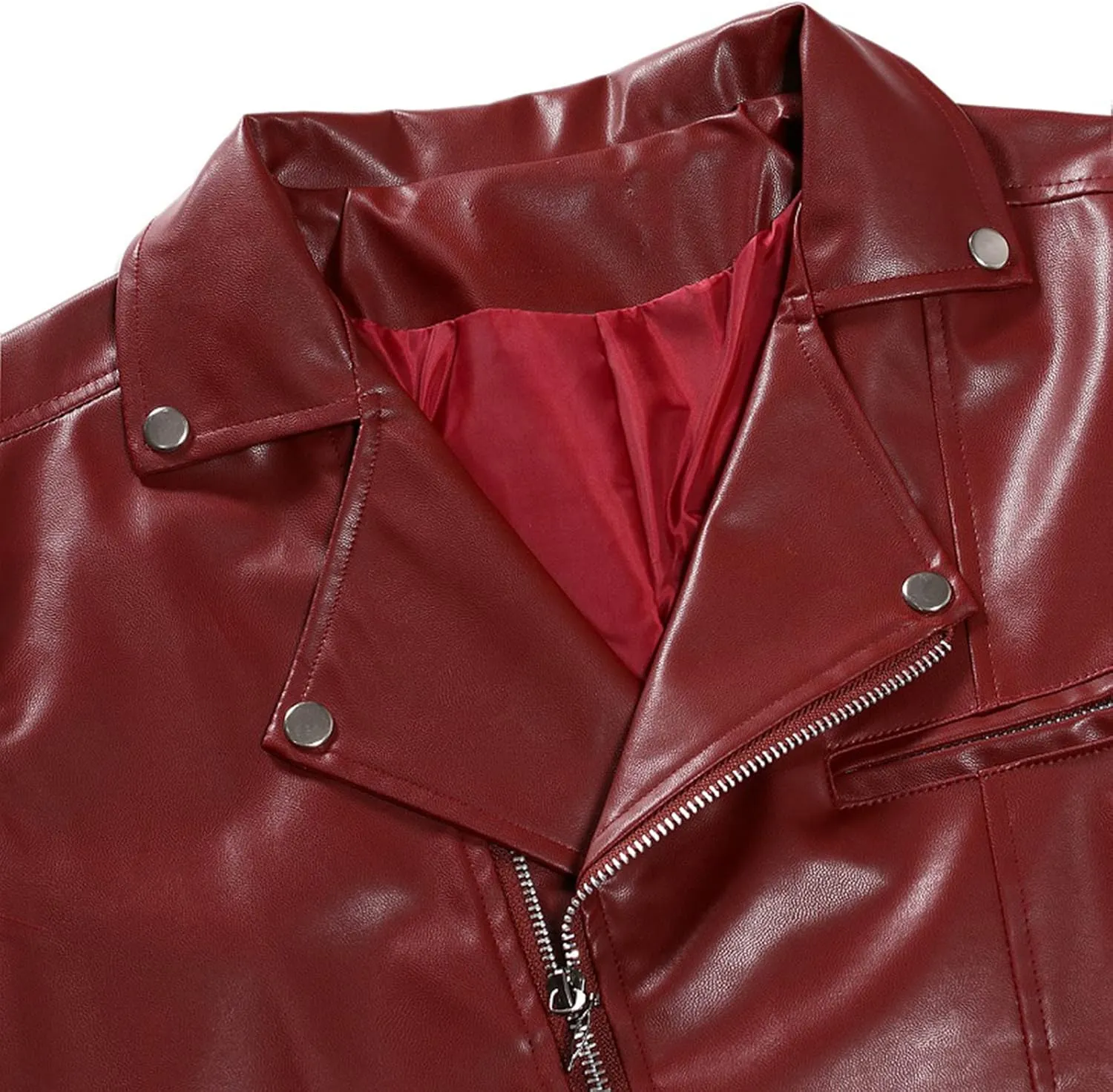 Fall Men Faux Leather Zip Up Jacket Stand Collar Leather Motorcycle Jacket Lightweight Bomber Outwear PU Coat with Pockets
