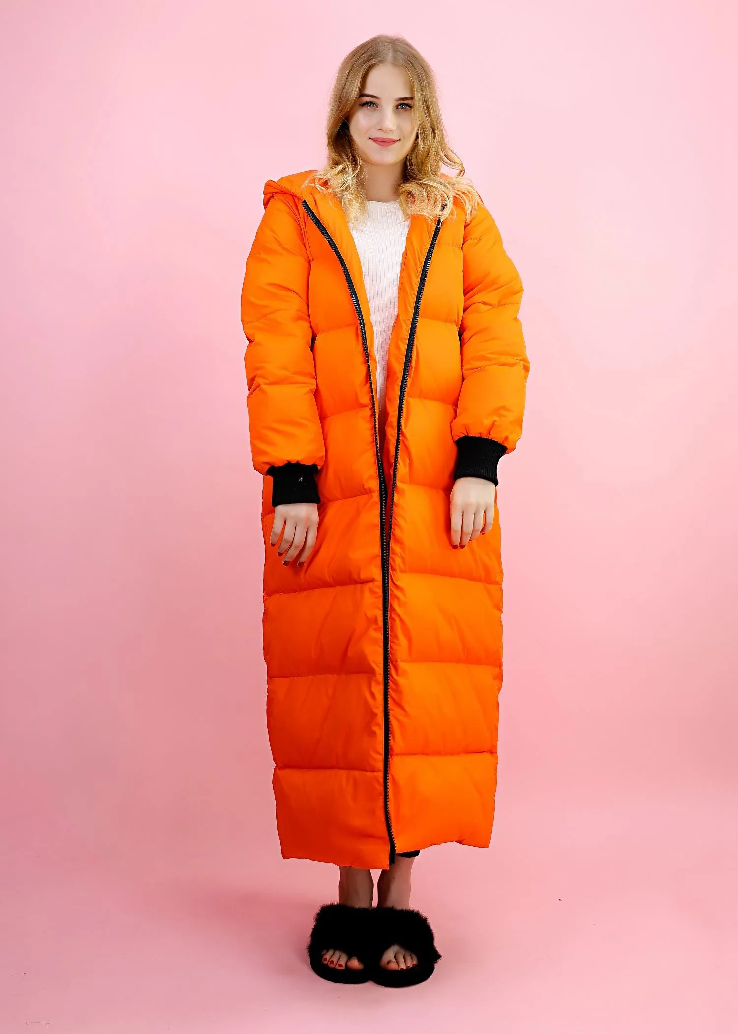 Fur Collar Hooded Long Down Puffer Parka