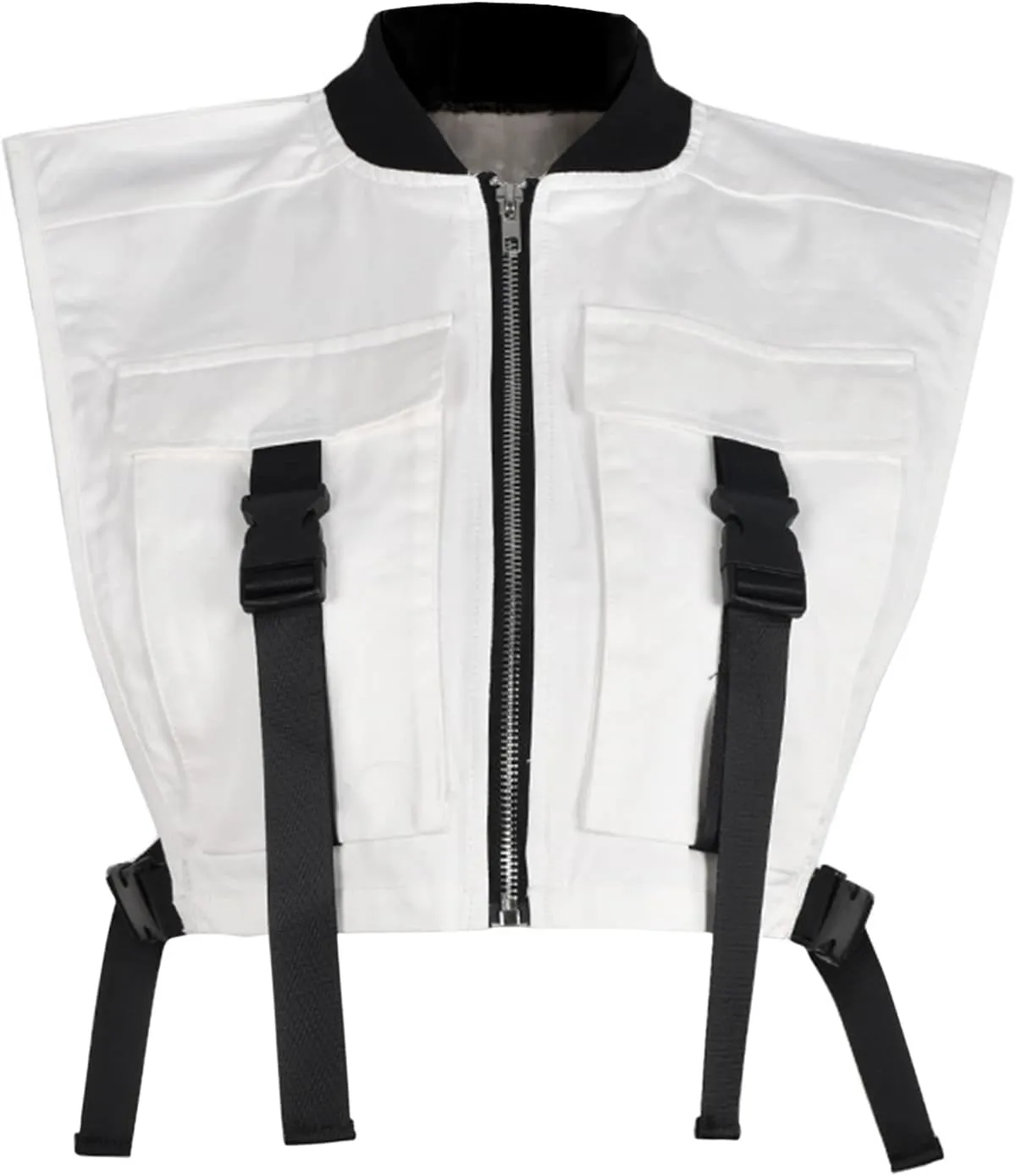 HaoMay Women's Y2K Cropped Buckle Vest Military Tactical Club Full-Zip Jacket