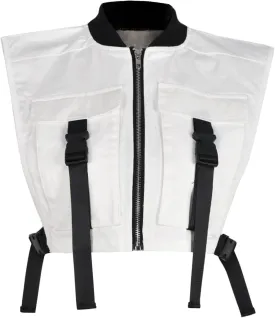 HaoMay Women's Y2K Cropped Buckle Vest Military Tactical Club Full-Zip Jacket