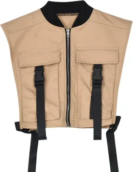 HaoMay Women's Y2K Cropped Buckle Vest Military Tactical Club Full-Zip Jacket