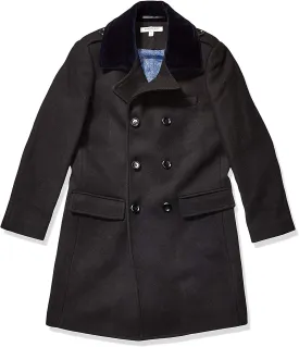 Isaac Mizrahi Boy's 2-20 Velvet Collar Quilt Lined Wool Blend Peacoat