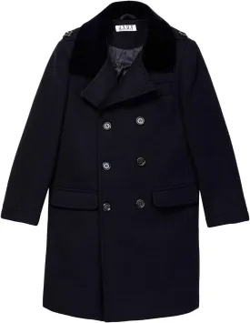 Isaac Mizrahi Boy's 2-20 Velvet Collar Quilt Lined Wool Blend Peacoat