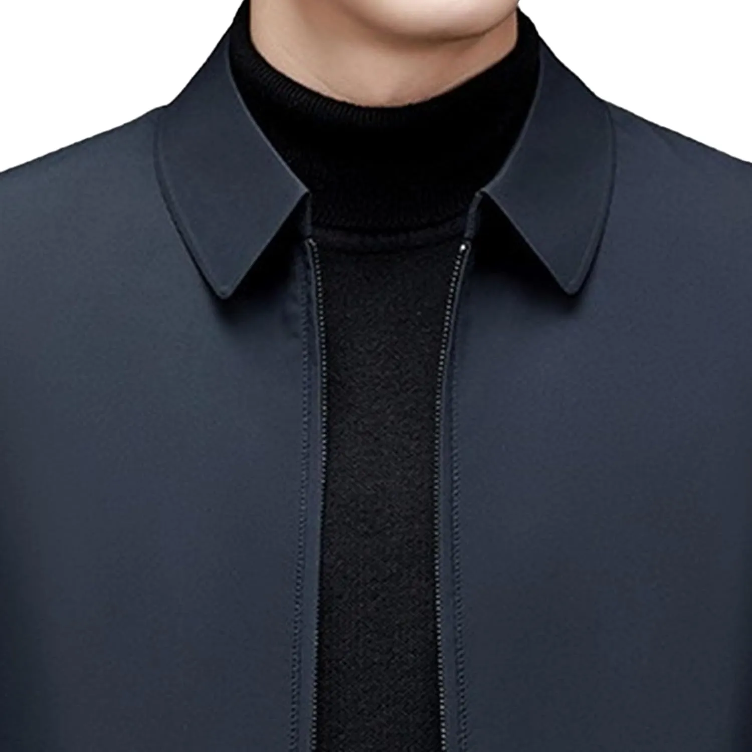 JEKE-DG Men's Lapel Thicken Winter Down Jackets Slim Fit Solid Waterproof Puffer Coats Cotton Full Zip Classic Quilted Coat