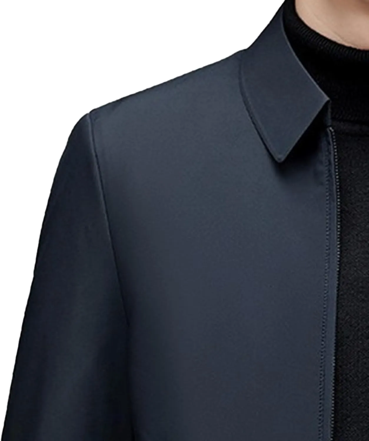 JEKE-DG Men's Lapel Thicken Winter Down Jackets Slim Fit Solid Waterproof Puffer Coats Cotton Full Zip Classic Quilted Coat