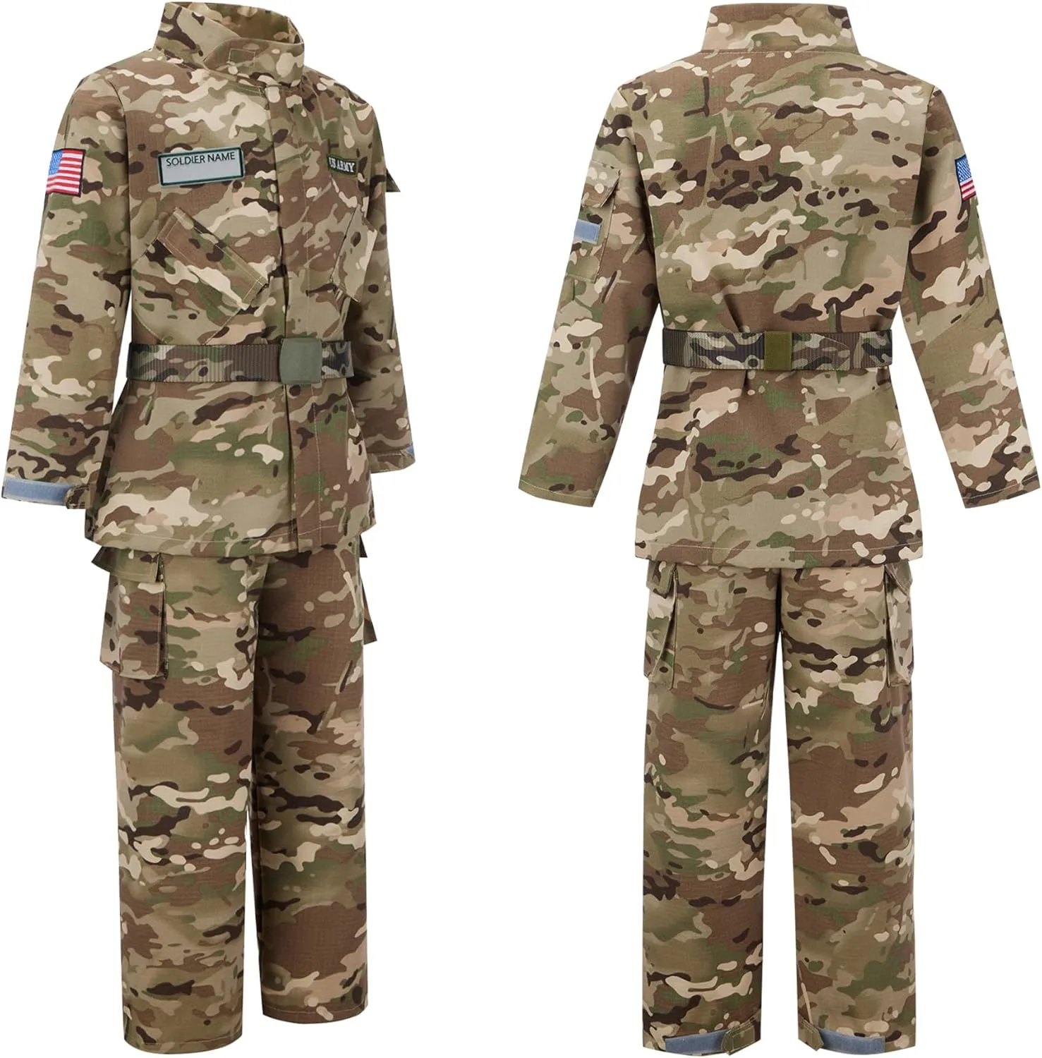 Kid Army Costume,Deluxe Soldier Costume Boy and Girl,Army Camouflage Uniform for Kid