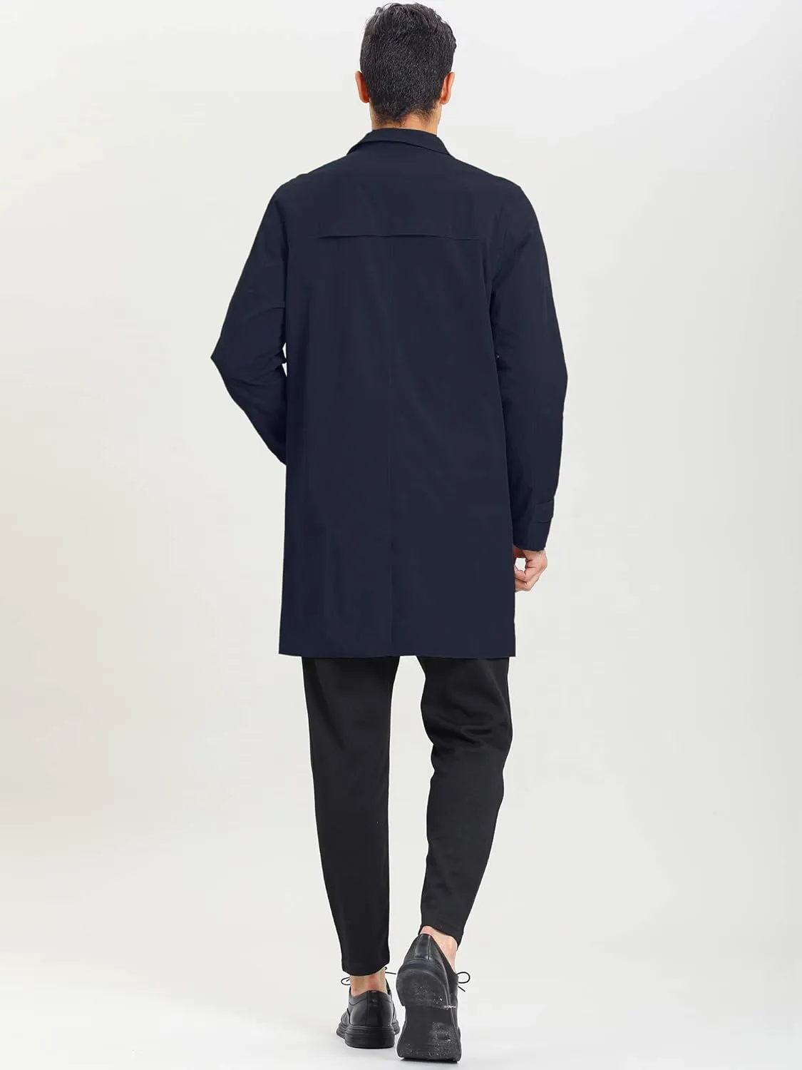 Lars Amadeus Men's Trench Coat Single Breasted Button Down Jacket Long Overcoat