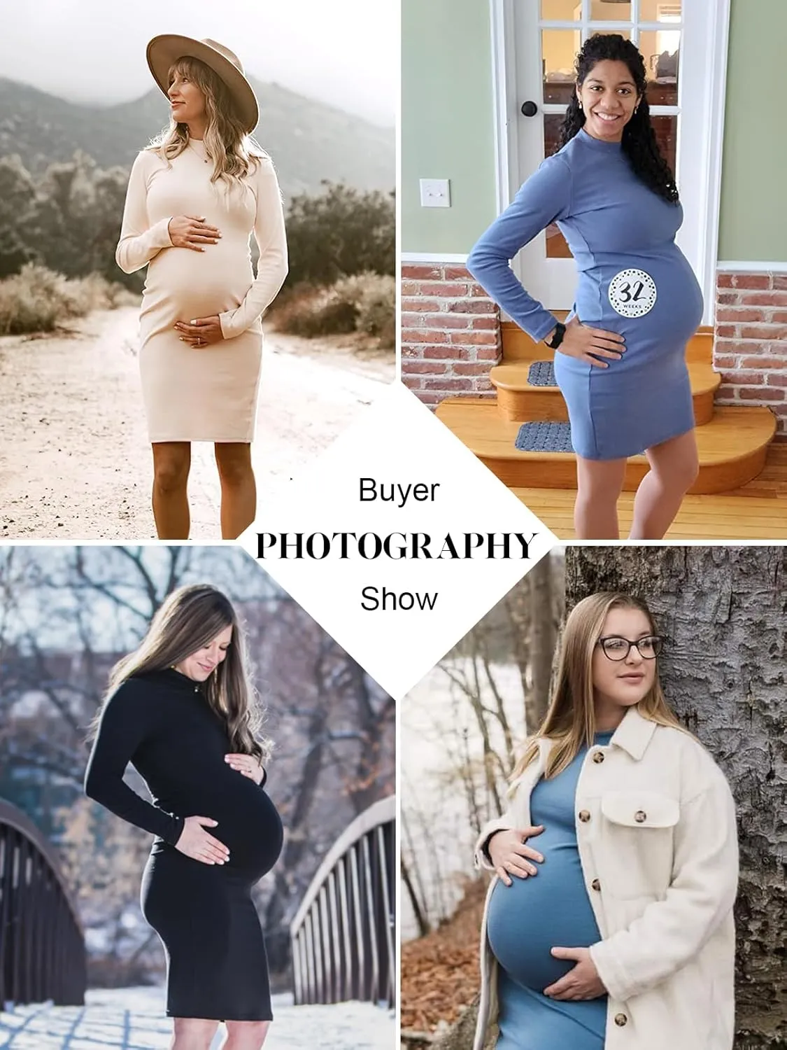 Liu & Qu Women's Maternity Knit Ribbed Dress Long Sleeve Bodycon Dress Daily Wearing Baby Shower