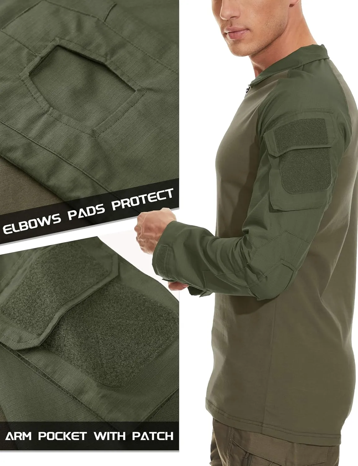 MAGCOMSEN Men's Tactical Military Shirts 1/4 Zip Long Sleeve Shirt with Pockets