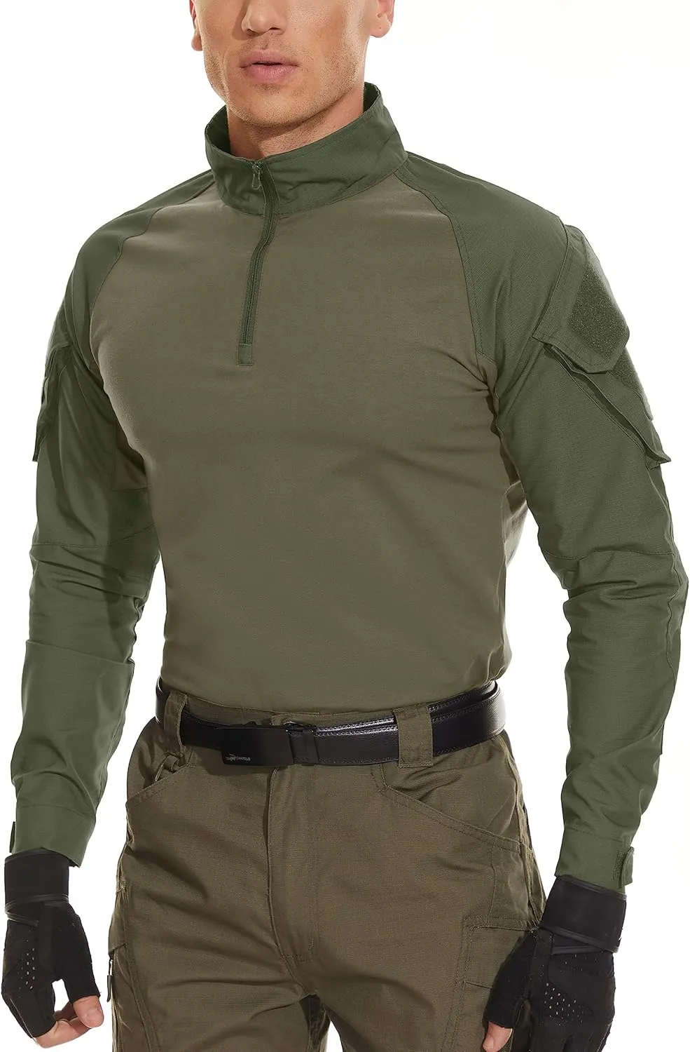 MAGCOMSEN Men's Tactical Military Shirts 1/4 Zip Long Sleeve Shirt with Pockets