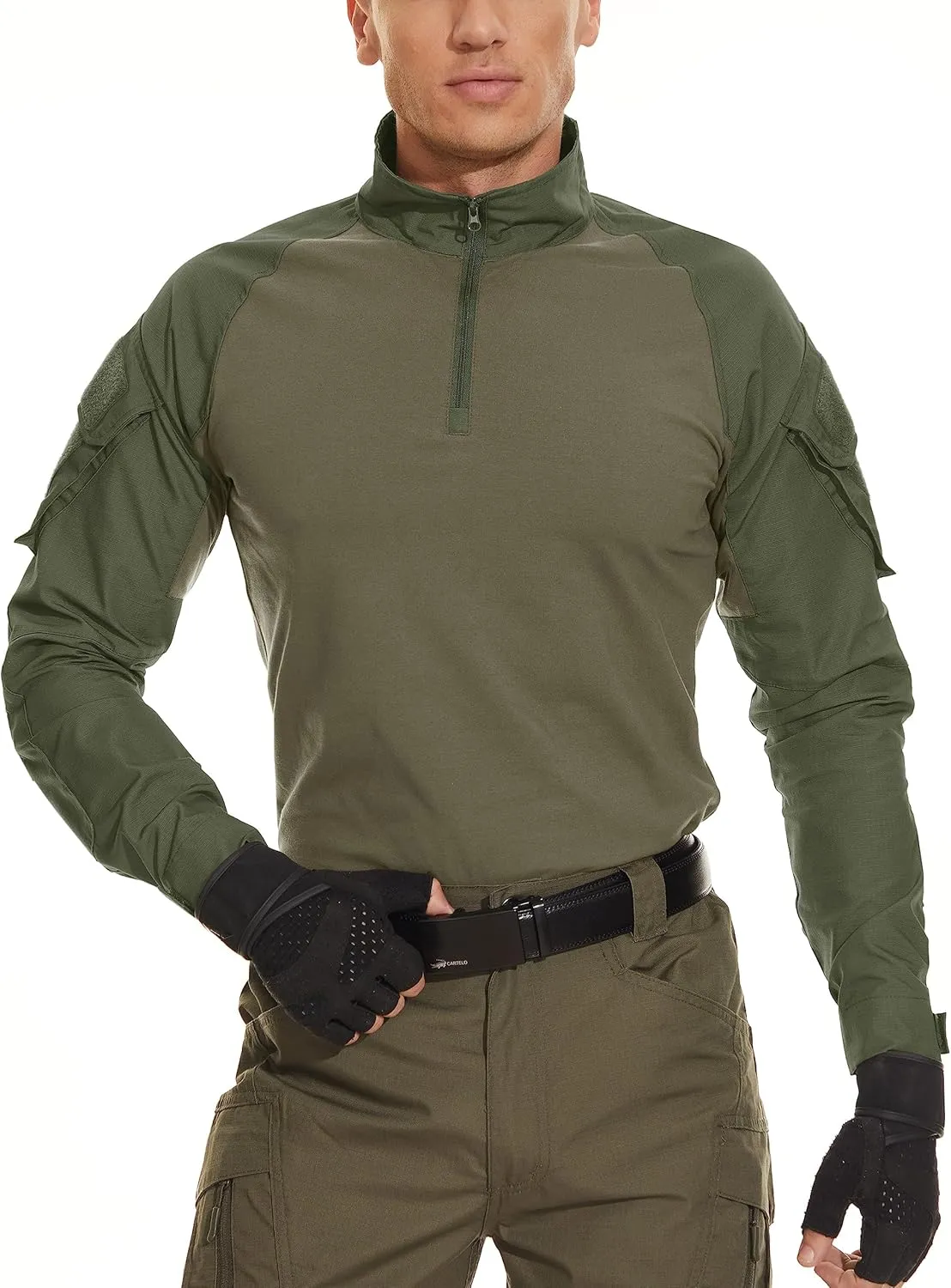 MAGCOMSEN Men's Tactical Military Shirts 1/4 Zip Long Sleeve Shirt with Pockets
