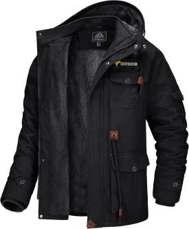 MAGCOMSEN Men's Winter Coat Military Jacket Fleece Lined Parka Cotton Cargo Jacket