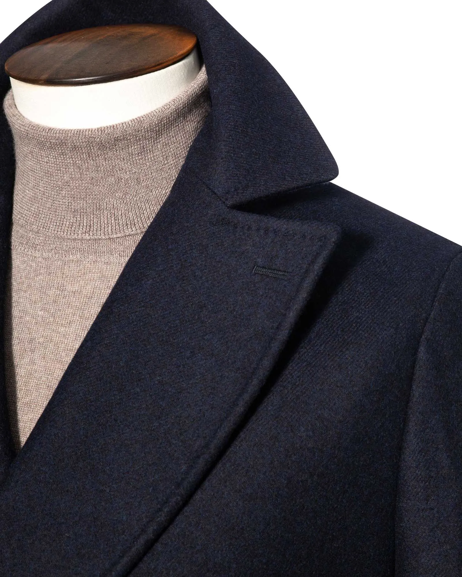 Midnight Blue Double Faced Twill Pea Coat