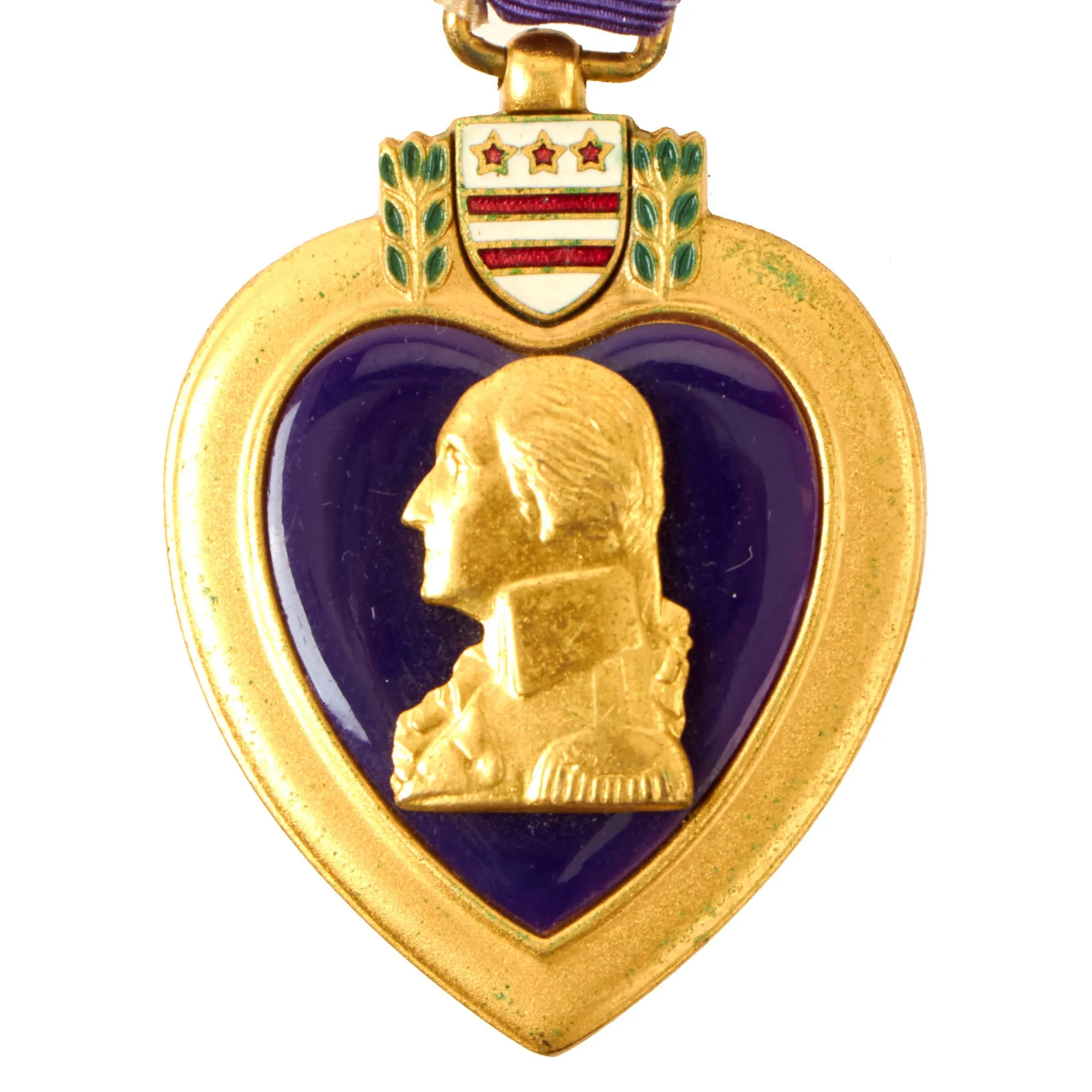 Original U.S. WWII Privately Engraved Purple Heart & Pin in Original Box - Silver Star Recipient