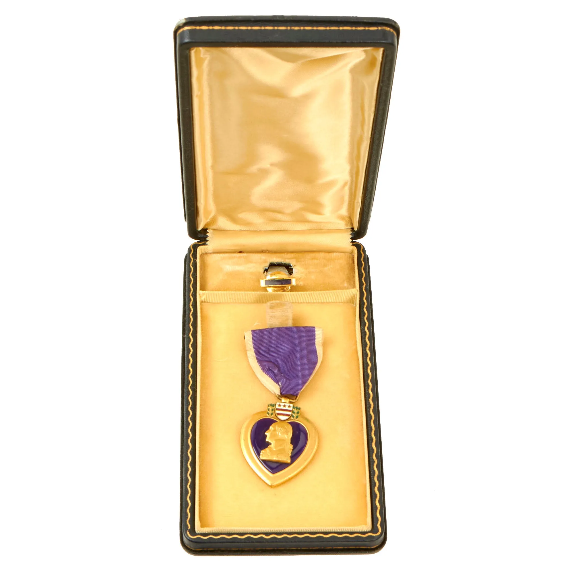 Original U.S. WWII Privately Engraved Purple Heart & Pin in Original Box - Silver Star Recipient