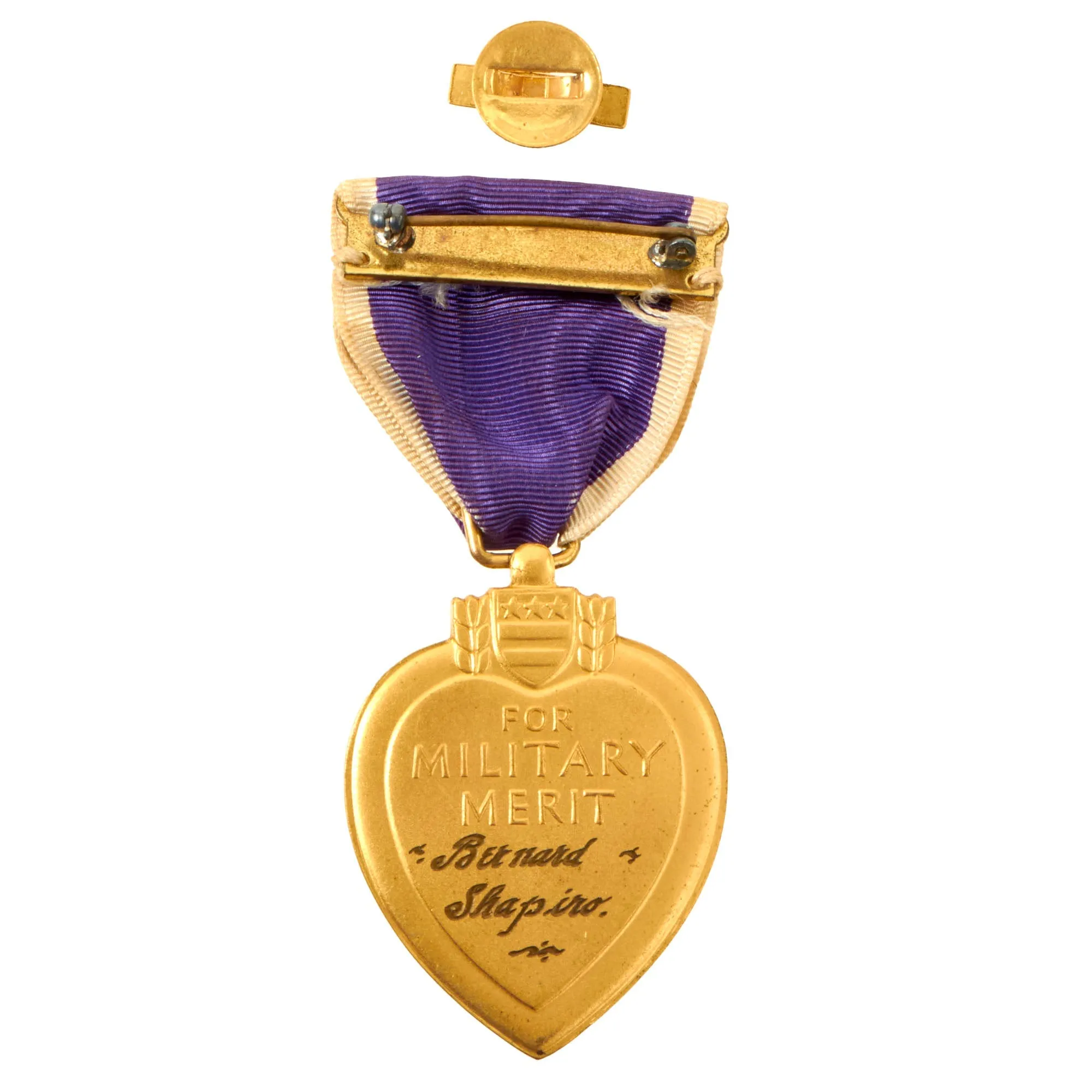 Original U.S. WWII Privately Engraved Purple Heart & Pin in Original Box - Silver Star Recipient
