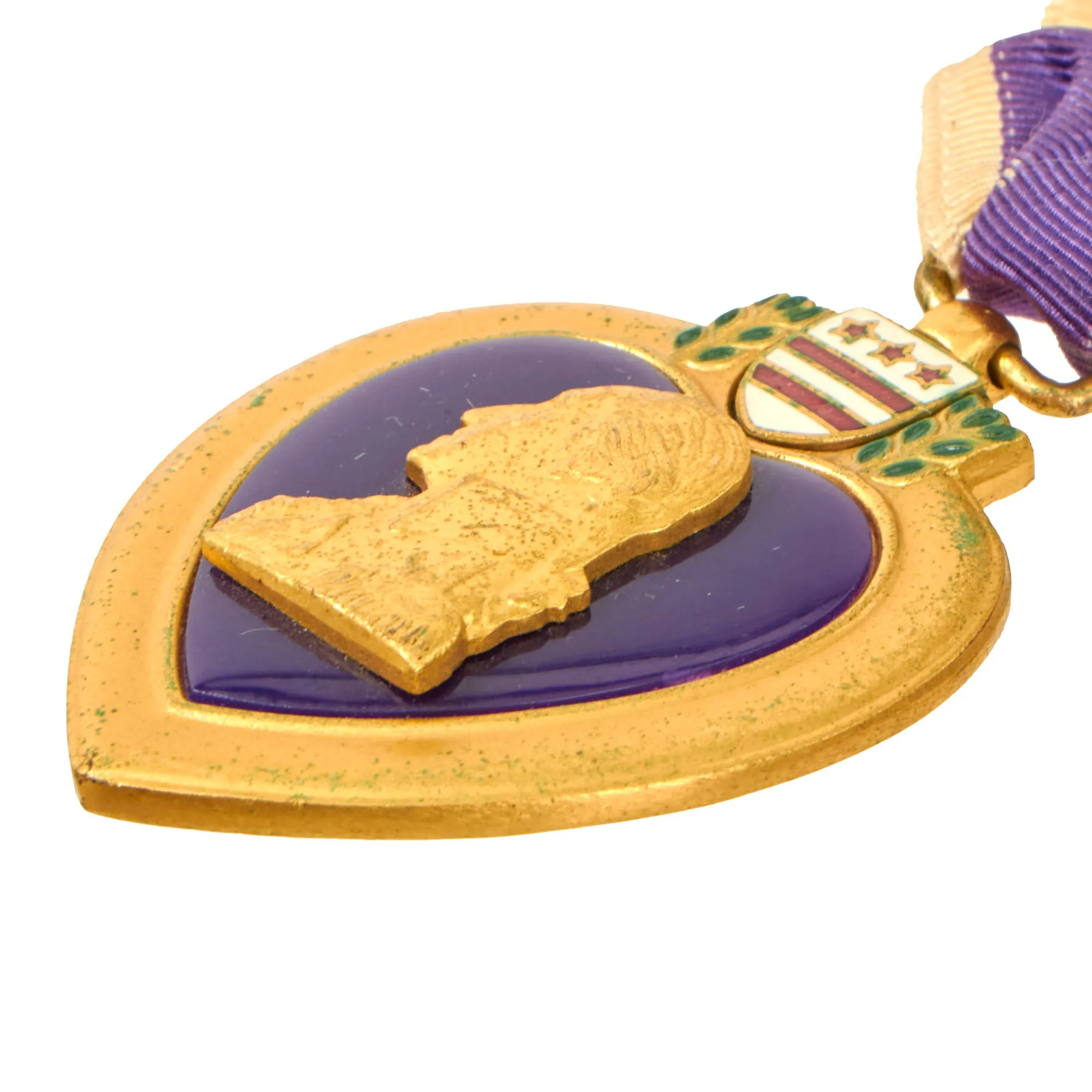 Original U.S. WWII Privately Engraved Purple Heart & Pin in Original Box - Silver Star Recipient