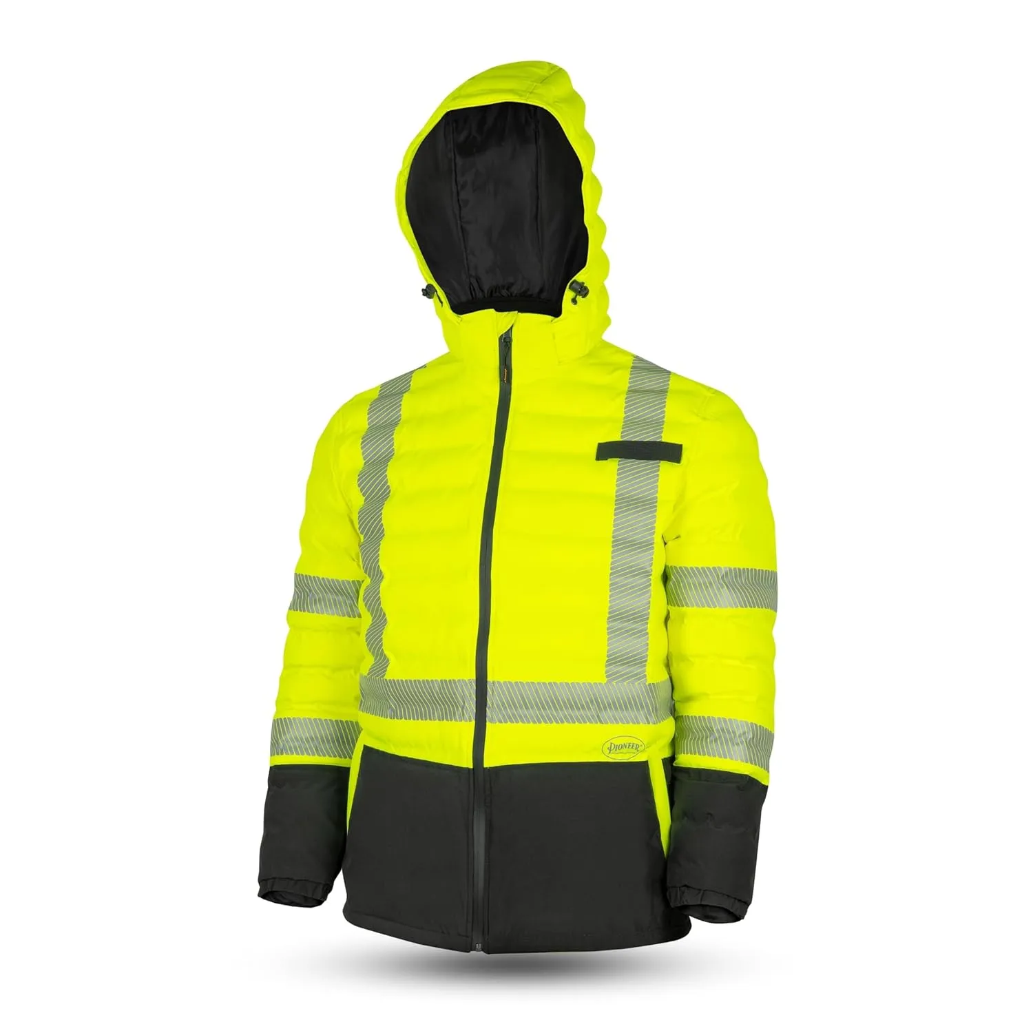 Pioneer Hi Vis Seamless Puffer Jacket for Men - High Visibility Waterproof Winter Parka - ANSI Class 3