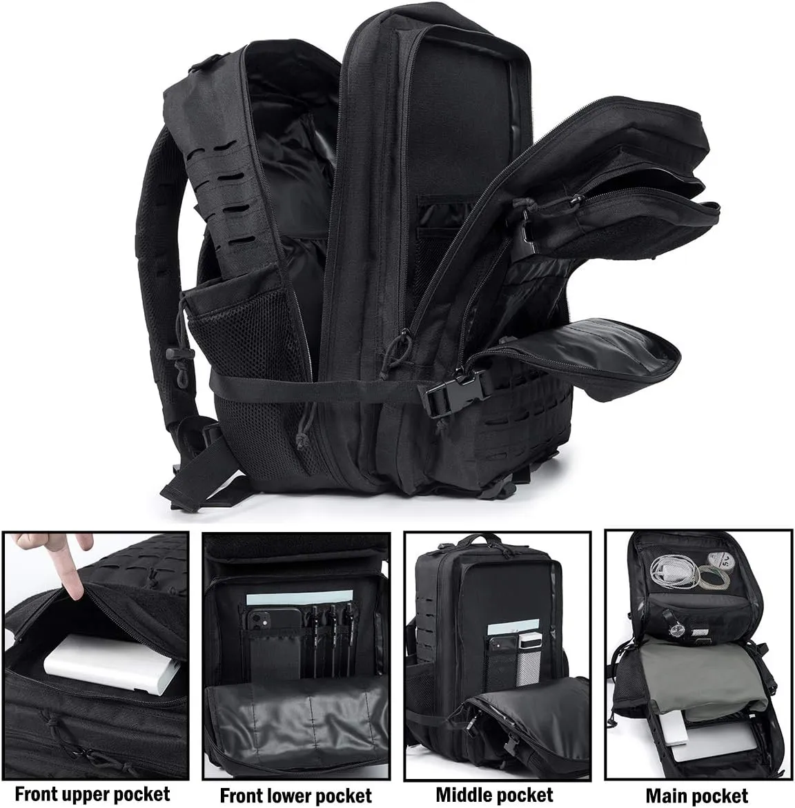 QT&QY 45L Military Tactical Backpacks For Men Camping Hiking Trekking Daypack Bug Out Bag Lage MOLLE 3 Day Assault Pack