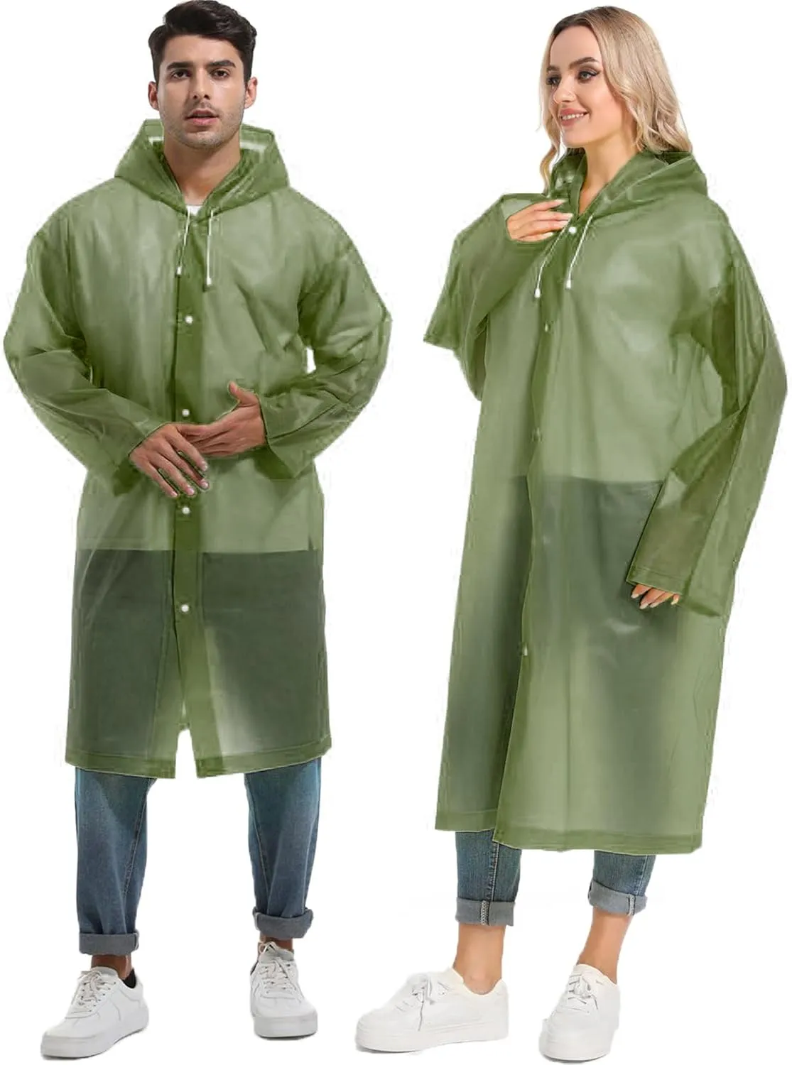 Rain Ponchos for Adults Reusable Raincoats Survival Heavy Duty Military Impermeable 2 Packs Rain Coat