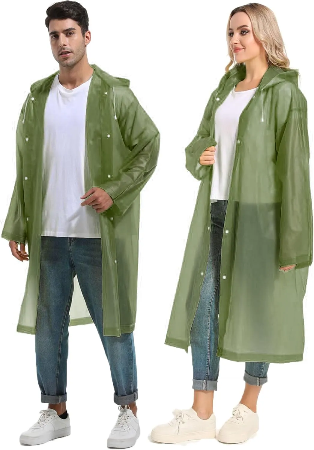 Rain Ponchos for Adults Reusable Raincoats Survival Heavy Duty Military Impermeable 2 Packs Rain Coat