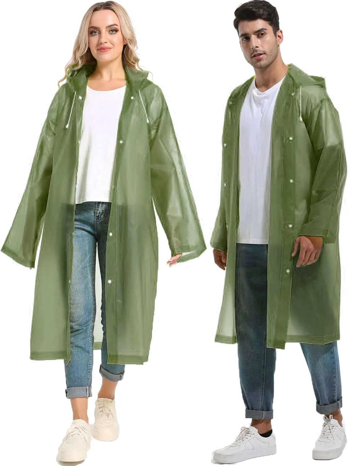 Rain Ponchos for Adults Reusable Raincoats Survival Heavy Duty Military Impermeable 2 Packs Rain Coat