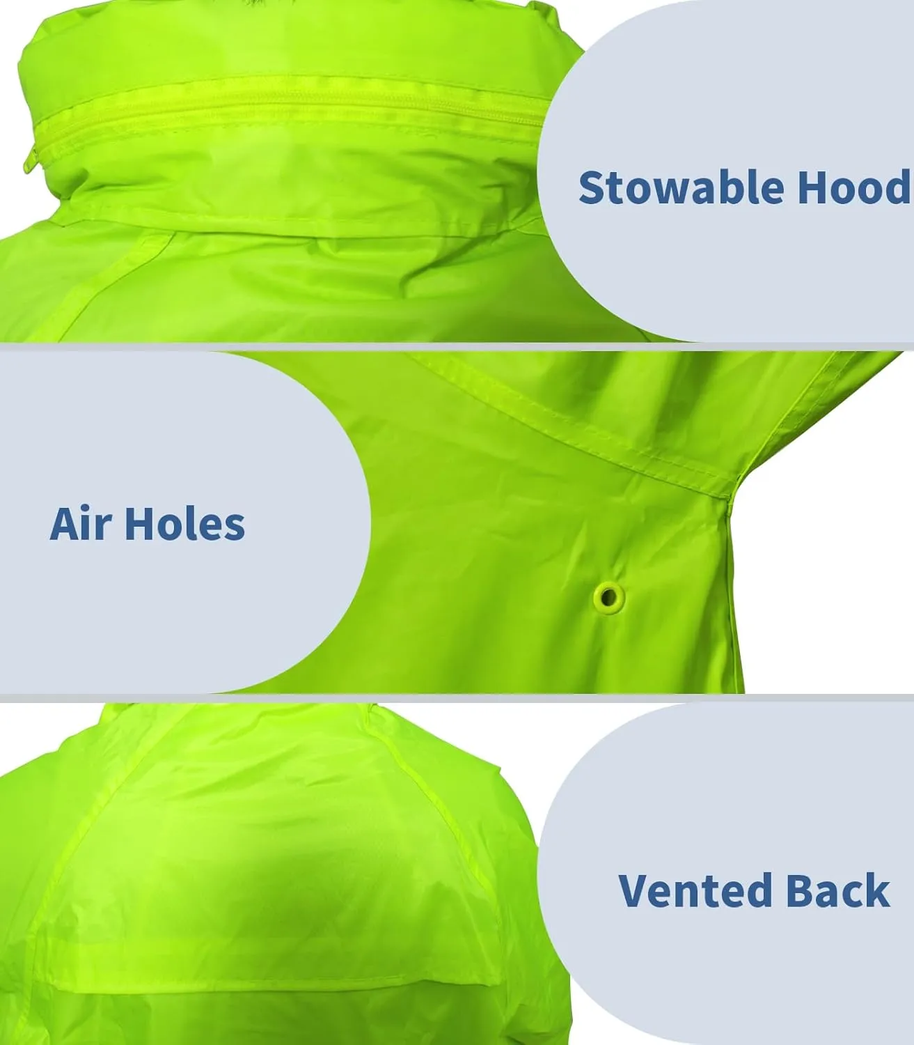 Raincoat for Men Waterproof Long Rain Jacket with Stowable Hood Lightweight Rain Gear Poncho for Unisex