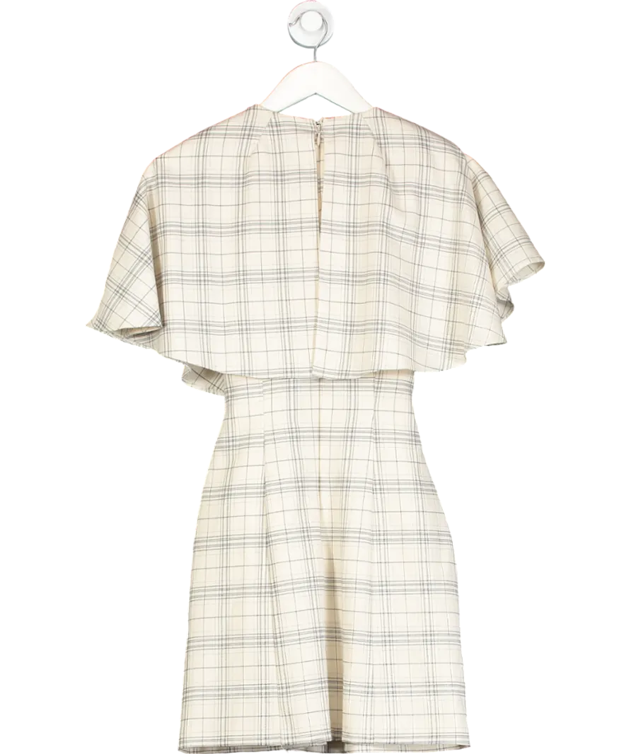 River Island Cream Check Tailored Cape Mini Dress UK 6