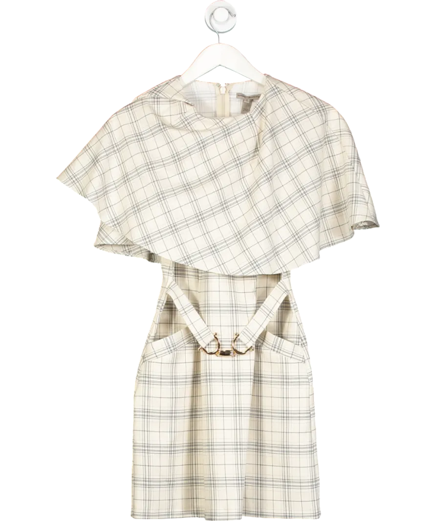 River Island Cream Check Tailored Cape Mini Dress UK 6