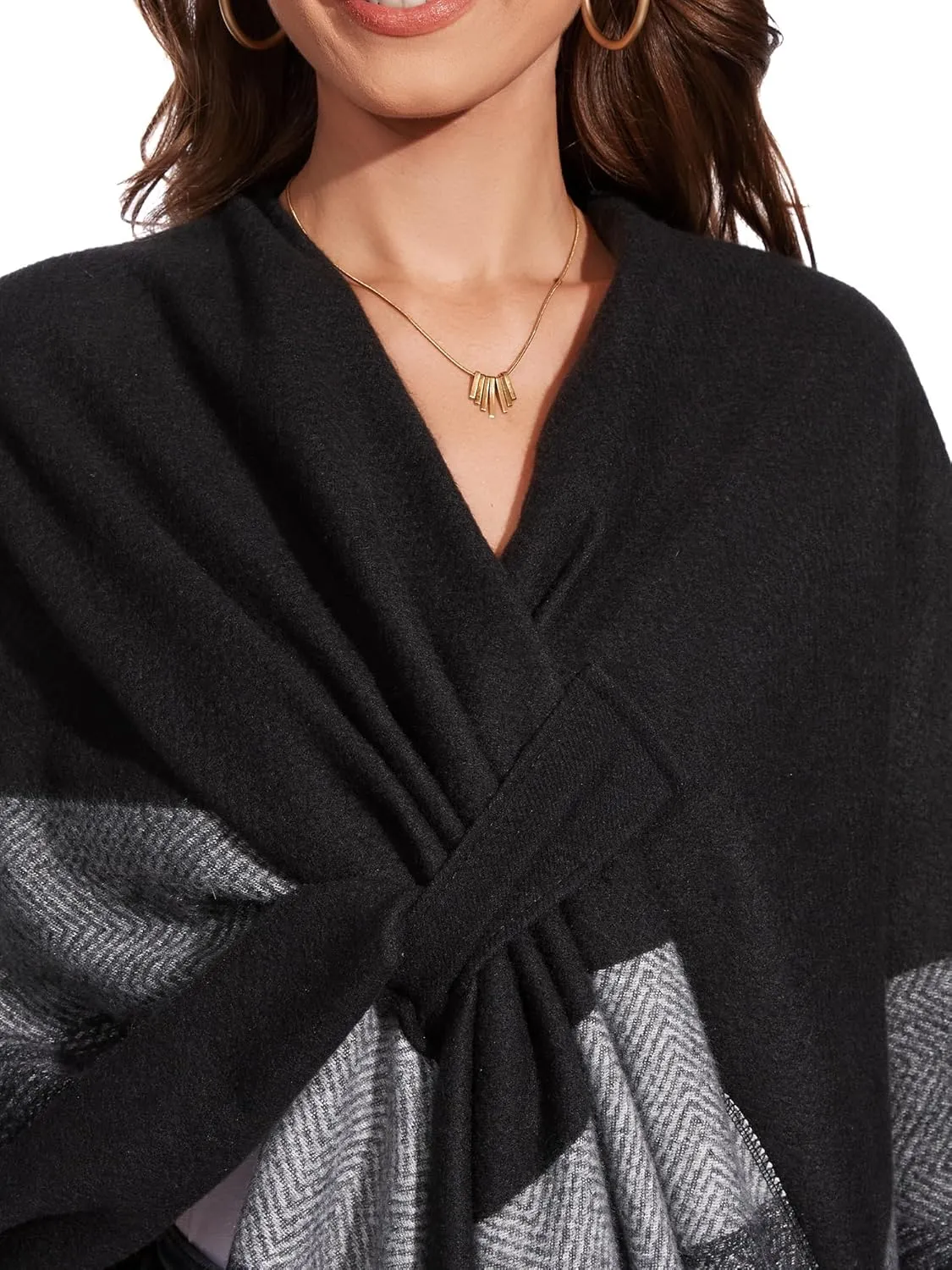 Shawl Wraps for Women, Elegant Knitted Cape Open Front Poncho Scarf Blanket Cardigan Coat for Autumn and Winter