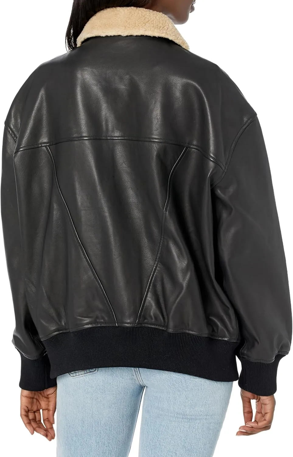 Women's Oversized Leather Bomber Jacket