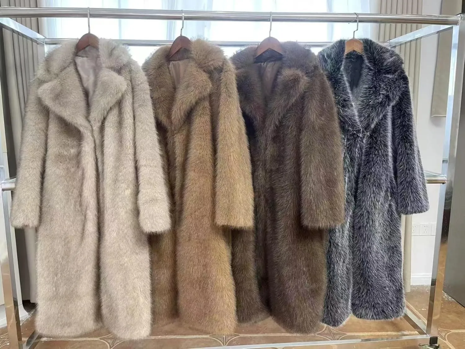 Women's Shaggy Faux Fur Warm Maxi Overcoat Outwear,Fluffy Winter Parka Long Jackets Coats