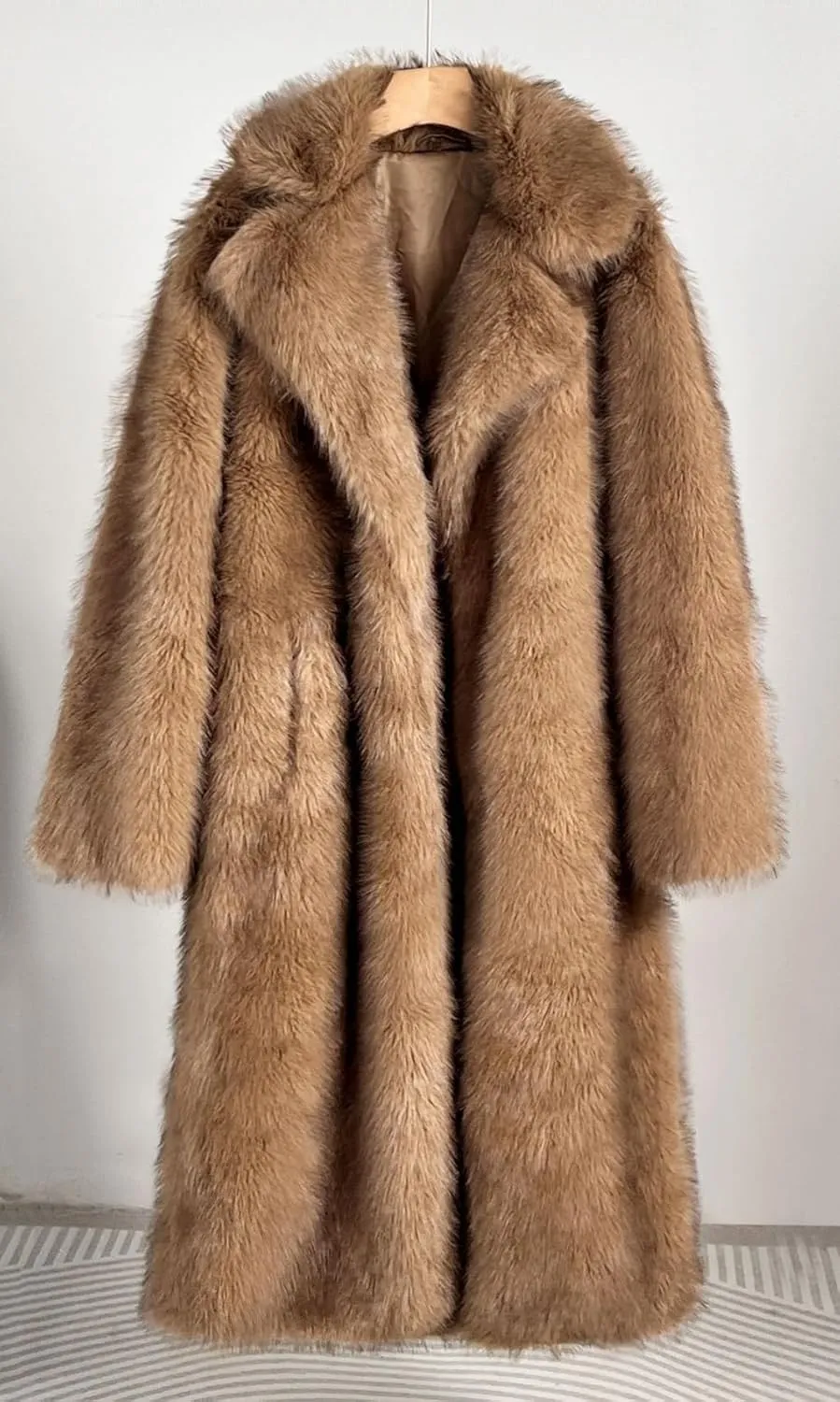 Women's Shaggy Faux Fur Warm Maxi Overcoat Outwear,Fluffy Winter Parka Long Jackets Coats